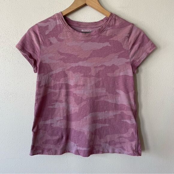 Athleta Organic Daily Pink Camo Crew Tee - Size: XSP - Picture 1 of 9